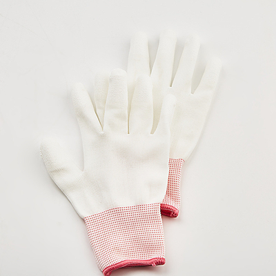 دستکش های OEM فیبر کربن ضد الکتریسیته ساکن ESD Finger Top Fit Coated PU Gloses 13 Gauge Grey ESD Gloves
