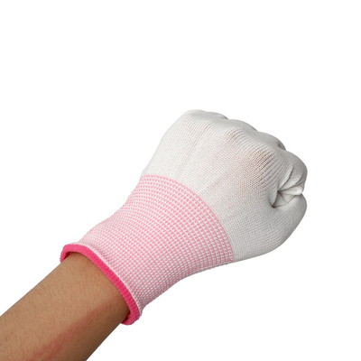 دستکش های OEM فیبر کربن ضد الکتریسیته ساکن ESD Finger Top Fit Coated PU Gloses 13 Gauge Grey ESD Gloves