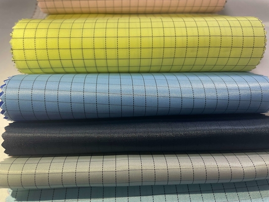 100D*100D Anti Static ESD Fabric 98% پلی استر 2% رشته رسانا