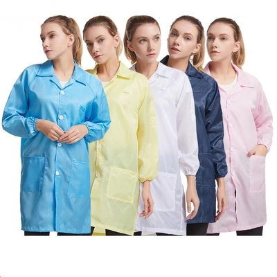 165*80 ESD لباس ضد الکتریسیته ساکن Clean Room Smock کت 100D*100D