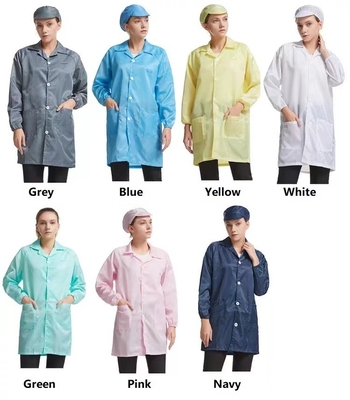 165*80 ESD لباس ضد الکتریسیته ساکن Clean Room Smock کت 100D*100D
