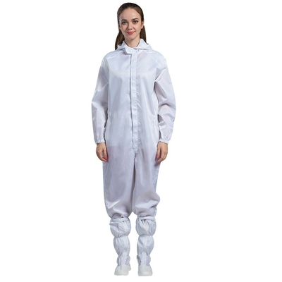 یقه سفید ESD Jumpsuit Anti Static Clean Room Jumpsuit