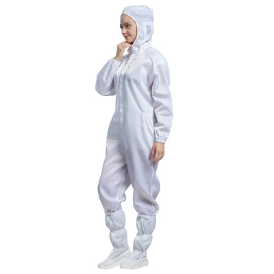 یقه سفید ESD Jumpsuit Anti Static Clean Room Jumpsuit