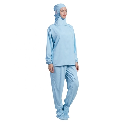 شلوار آستین بلند لباس کار ضد استاتیک کلاهدار Cleanroom