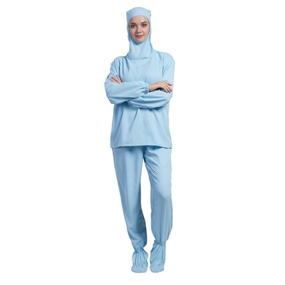 شلوار آستین بلند لباس کار ضد استاتیک کلاهدار Cleanroom