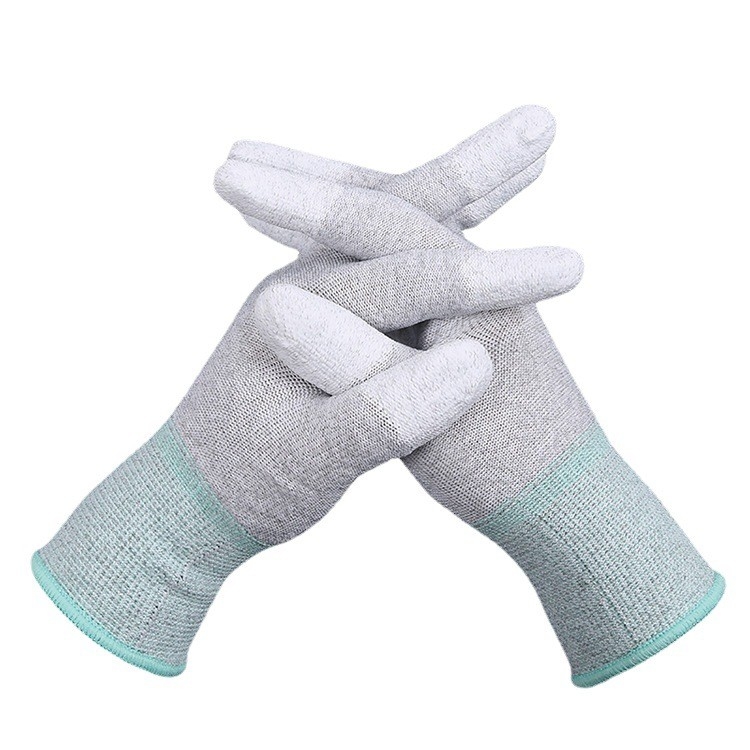 دستکش کار ایمنی ضد الکتریسیته نایلونی سیاه و سفید آغشته به ESD صفحه نمایش لمسی با چسبندگی شدید