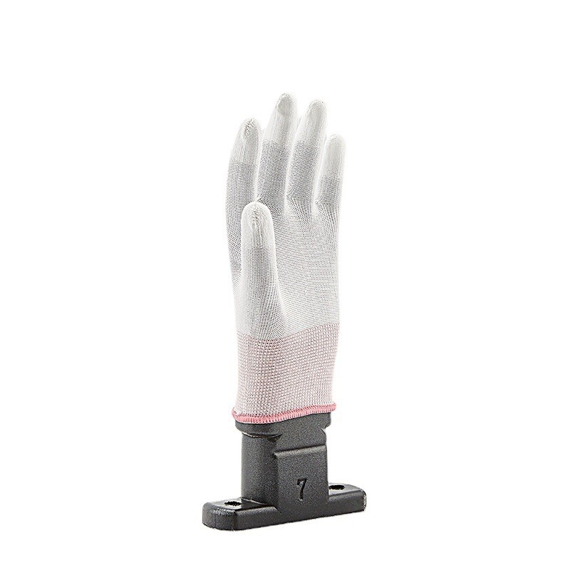 دستکش های OEM فیبر کربن ضد الکتریسیته ساکن ESD Finger Top Fit Coated PU Gloses 13 Gauge Grey ESD Gloves