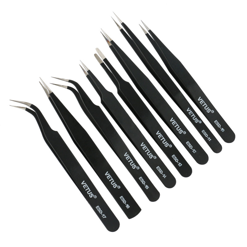 موچین اکستنشن مژه VETUS Pink Tweezers High ESD ضد استاتیک موچین مژه محکم و بادوام