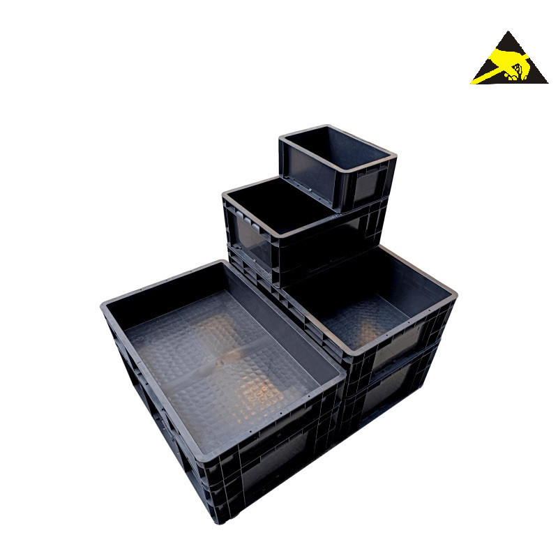 سطل گاوصندوق کوچک مشکی رسانایی قطعات IC سینی جعبه ابزار حافظه ضد استاتیک جعبه ابزار Eurostat جعبه Esd با روکش