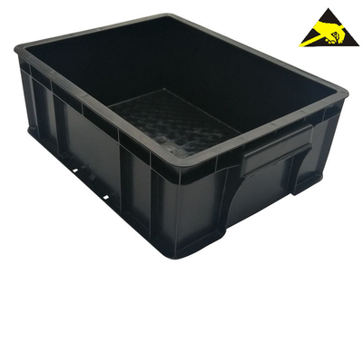 جعبه پلاستیکی Esd Cleanroom جعبه گاوصندوق گردشی سیاه و سفید Esd Pcb سینی Esd سطل های قابل رویت برای محافظت ضد الکتریسیته ساکن